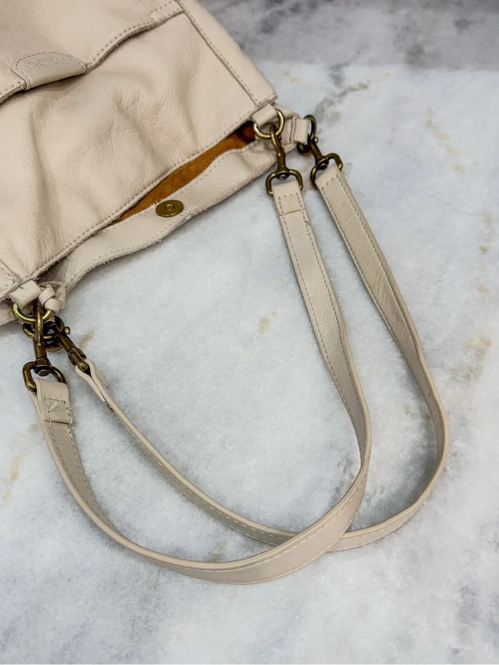 American Leather Co Austin Triple Entry Pebbled Leather Bucket Bag